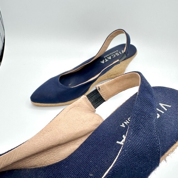 Viscata Women’s Blue Wedge Heel Slingback Sandals Navy Nautical Classic Size 42 - Picture 8 of 9
